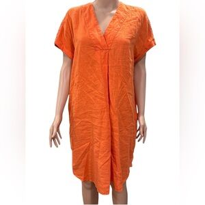 Vibrant Orange V-Neck Dress